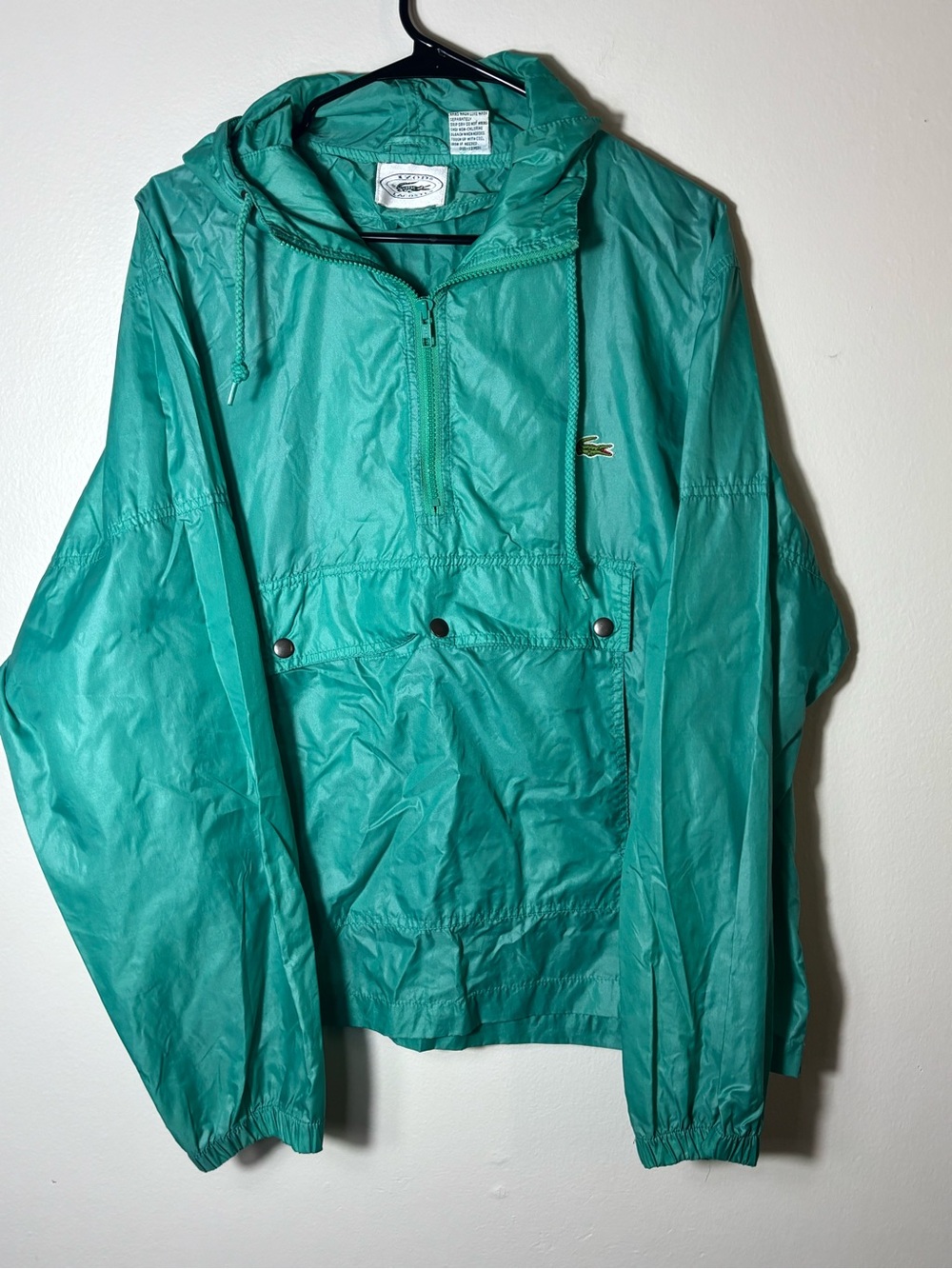 Vintage Izod Lacoste Nylon Anorak Pullover Windbreaker Size M
